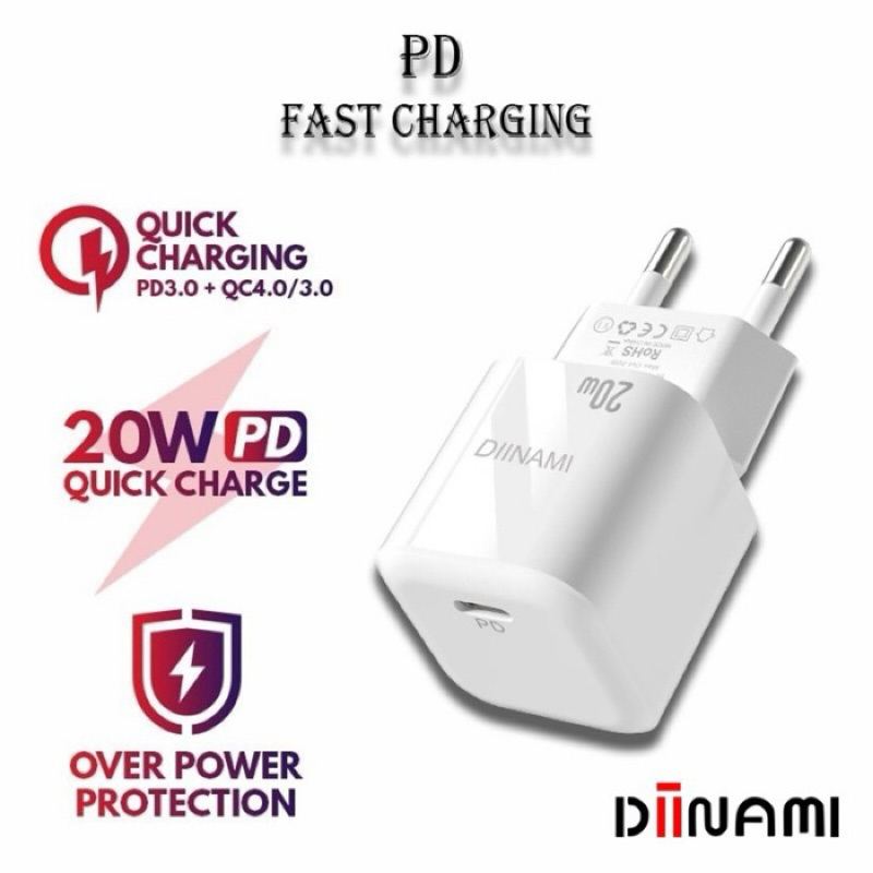 Adaptor Batok Kepala Charger Iphone Tipe C Dinami P8 PD 20watt Support Fast Charging