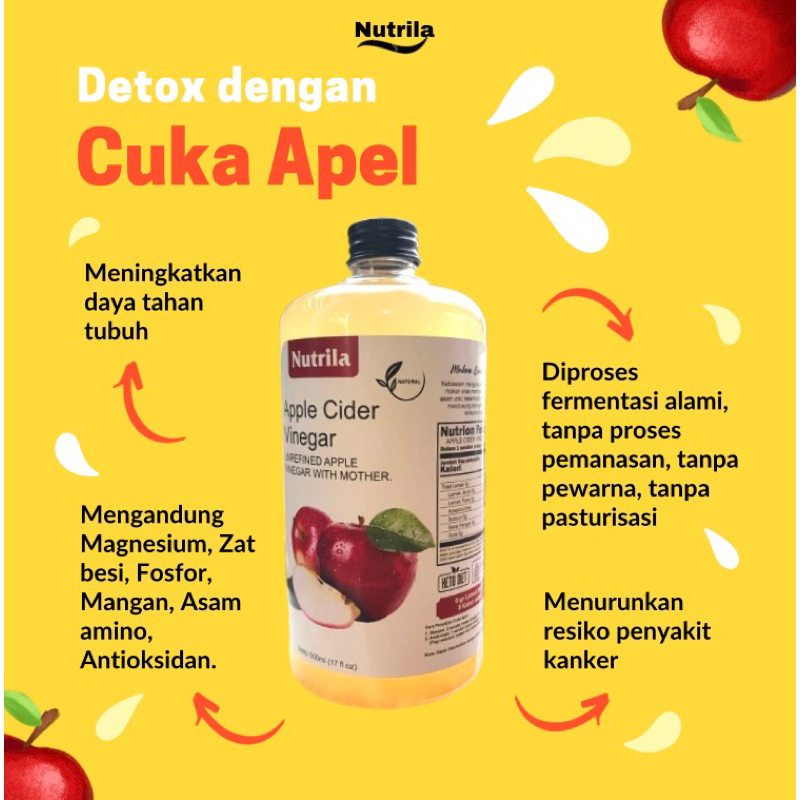 

Nutrila - Cuka Apel Original Organik 500ml / Apple Cider Vinegar With Mother / Cuka Sari Apel