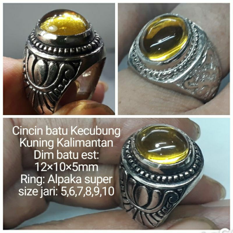 CINCIN BATU KECUBUNG KUNING CRYSTAL ASLI KALIMANTAN