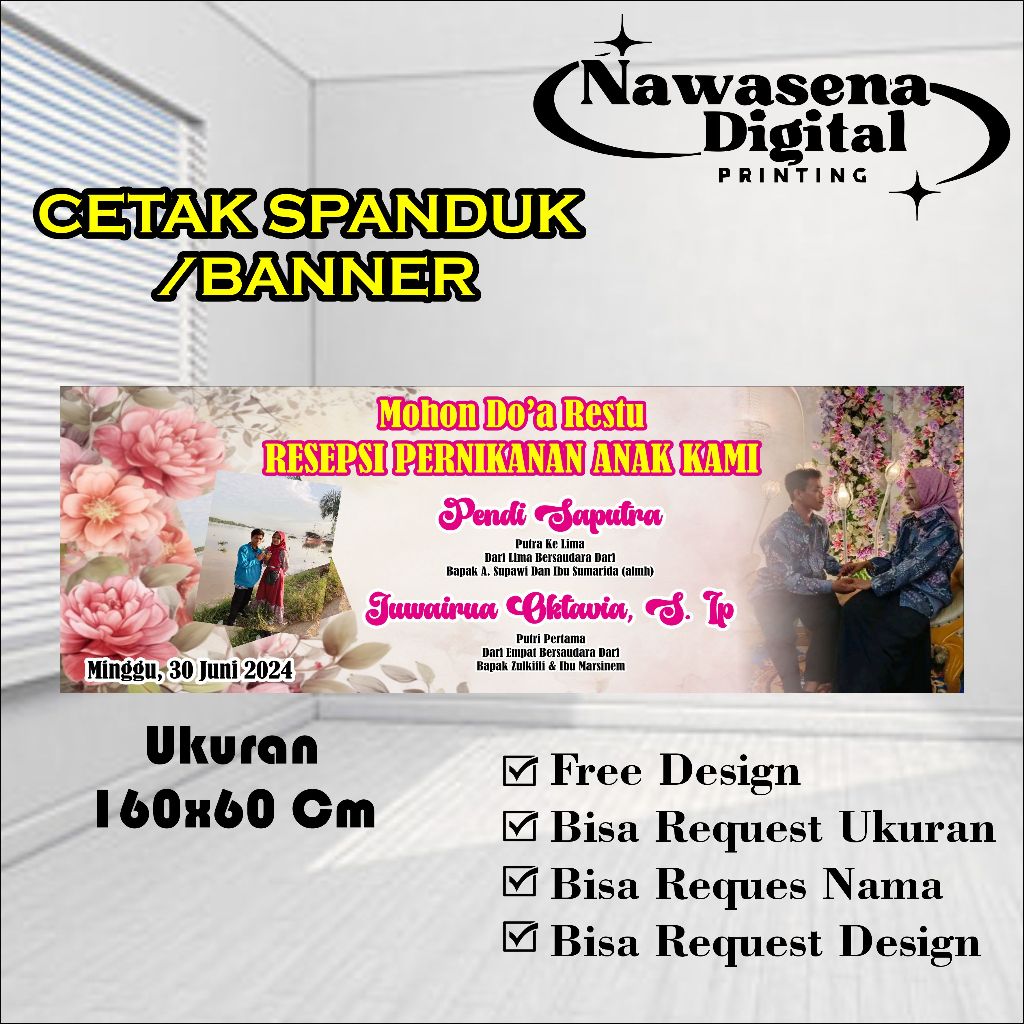 Cetak Spanduk Banner Pernikahan Bisa Custom Nama