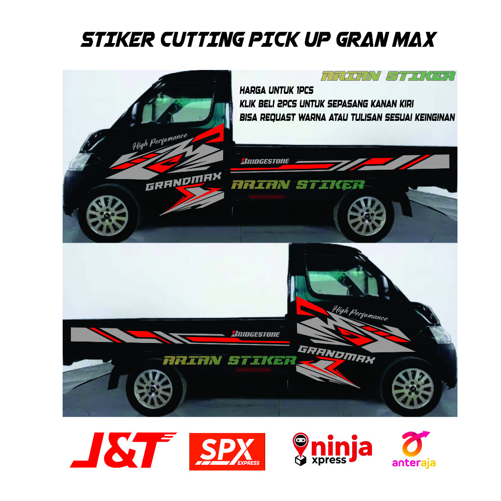 Stiker mobil pick up gran max terbaru stiker cutting bodi samping pick up gran max, apv, mega carry
