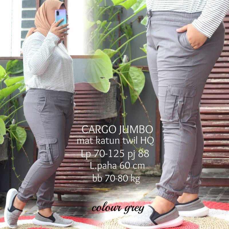 Celana Cargo Wanita Jumbo Pinggang Full Karet/Celana Cargo Cewe Jumbo/Celana Jogger Wanita/Celana ca
