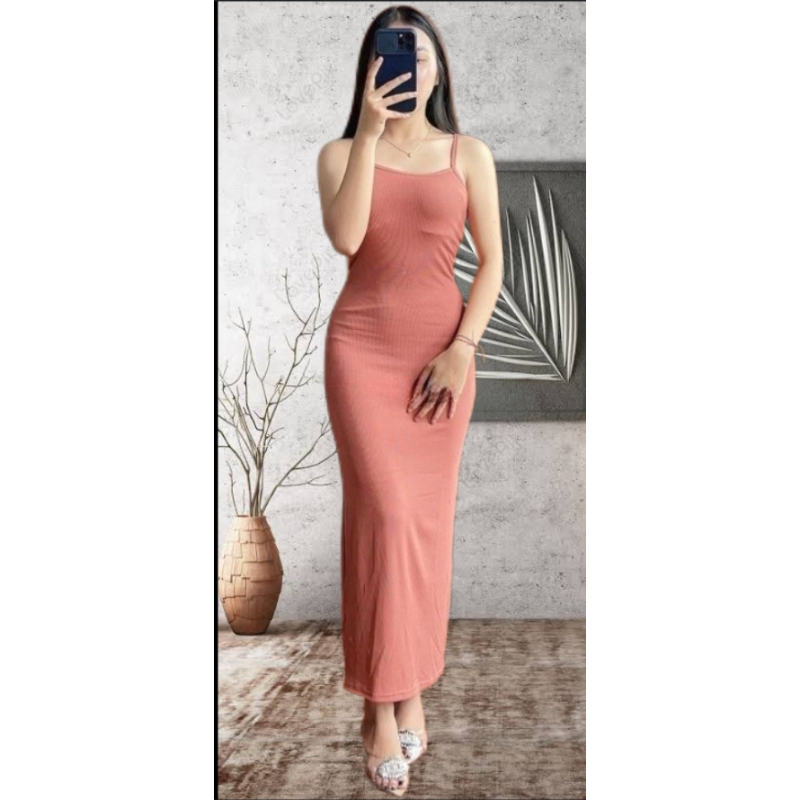 LONG DRESS PANJANG CASUAL PARTY KOREAN STYLE BODYCON / TANGTOP DRESS BODYCON