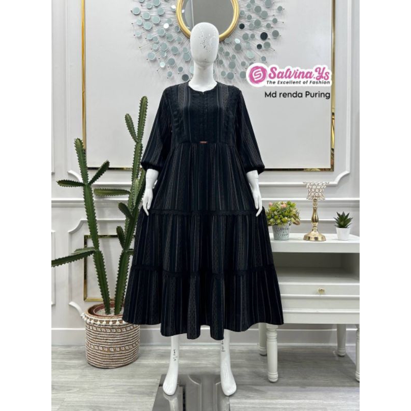 midi dress salvina ys / dress renda furing ori salvin ys