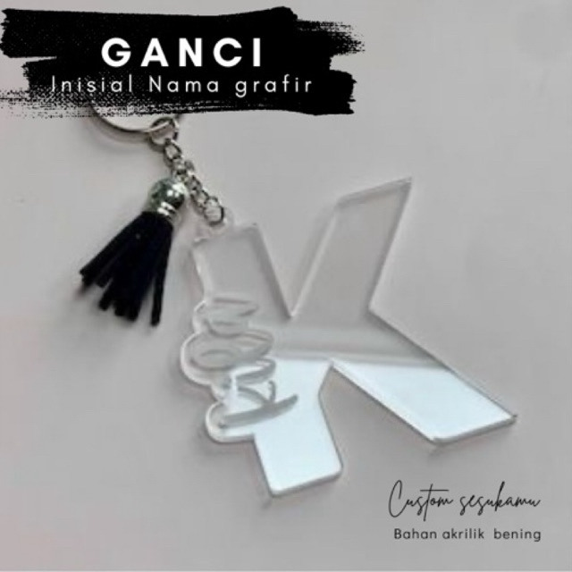 Ganci custom nama inisial / ganci inisial / ganci custom nama / ganci akrilik custom
