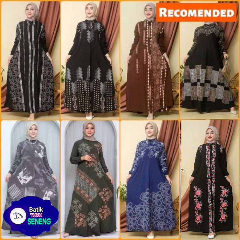 Batik Tuku Seneng - Terbaru Gamis twill rayon premiun ori pekalongan cap malaman Dress Muslim Wanita