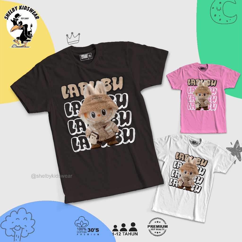 Kaos Anak Dewasa Boneka Labubu Baju Laki Laki Atasan Perempuan 1 - 12 tahun Import Distro Mall