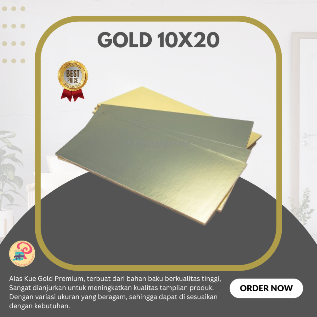 UK 10x20 cm ALAS KUE TART ALAS KUE ULANG TAHUN GOLD