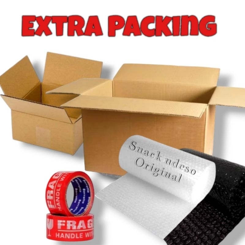 

Keripik Kerupuk Aman Extra Packing Kardus Dan Bubble wrap Untuk Packing Tambahan /Cemilan jadi Aman