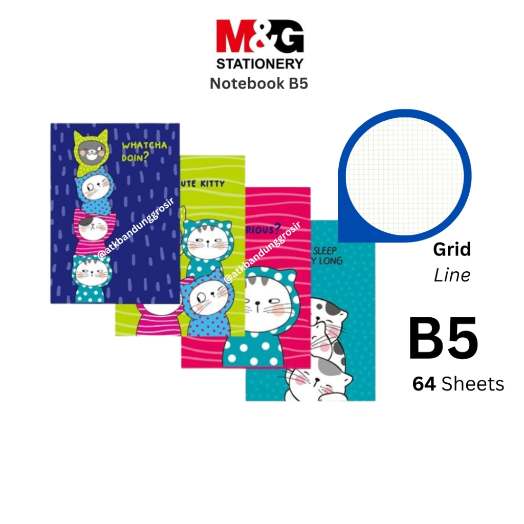 

Notebook B5 Grid Cover PVC M&G So Many Cat #APYSLZ06 Buku Kotak Kecil Note Book Cover PVC Grid Line