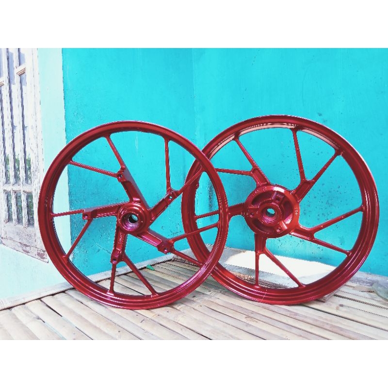 velg pelek racing depan belakang motor Suzuki Satria Fu 150/satria Fu old warna merah