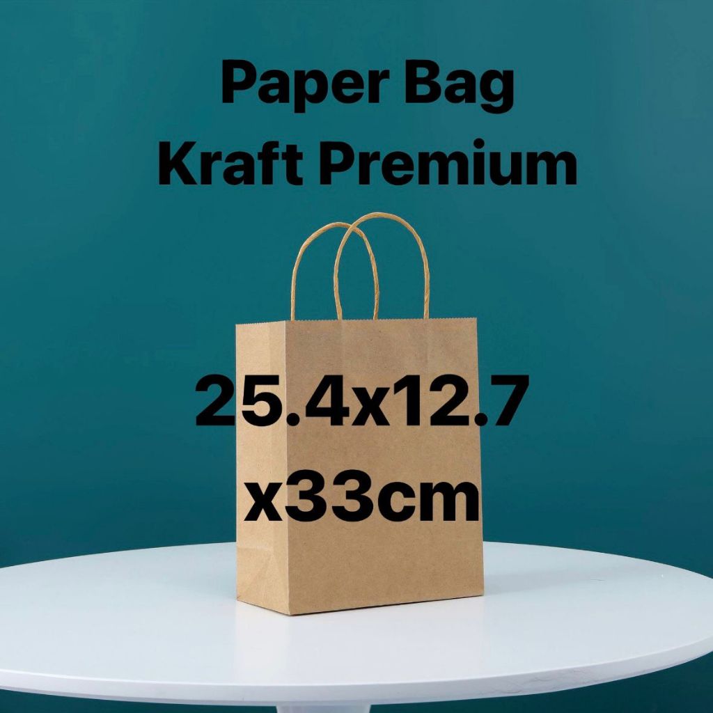 

[ISI 12] Paper Bag Premium Cokelat Besar (25.4x12.7x33cm) Kantong Tas Kado Kertas Hampers Goodie Bag
