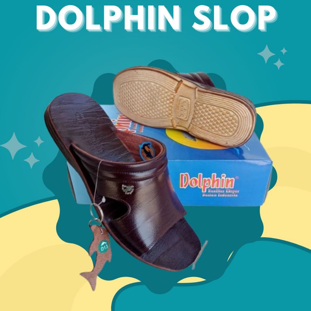 Dolphin D.13 sandal slide pria kulit asli original 100% sandal pria casual dolphin kulit asli Sandal