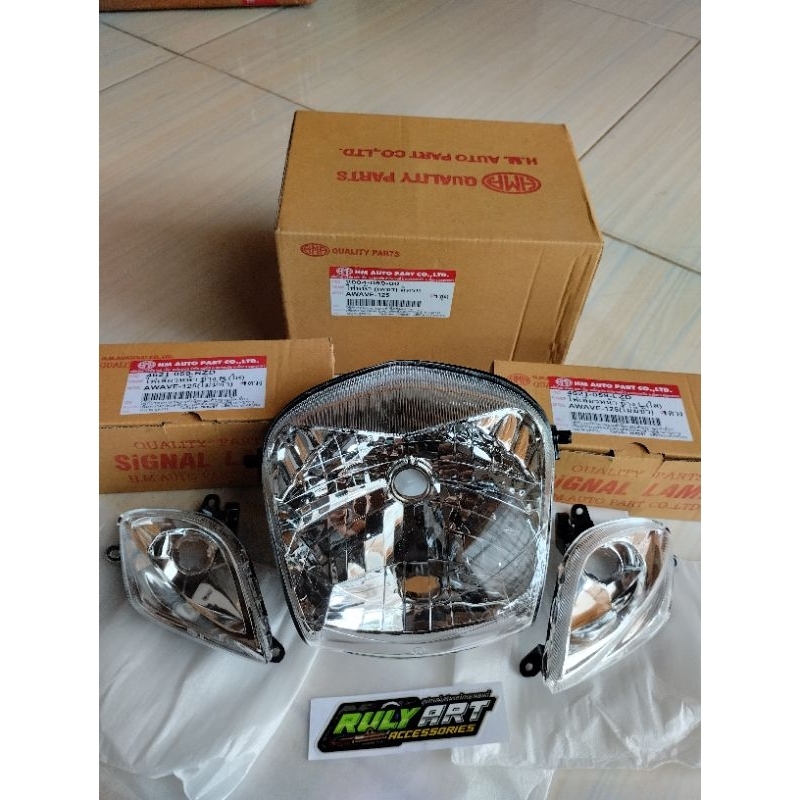 head lamp + signal lamp wave 125 / reflektor lampu depan + lampu sen wave bagol