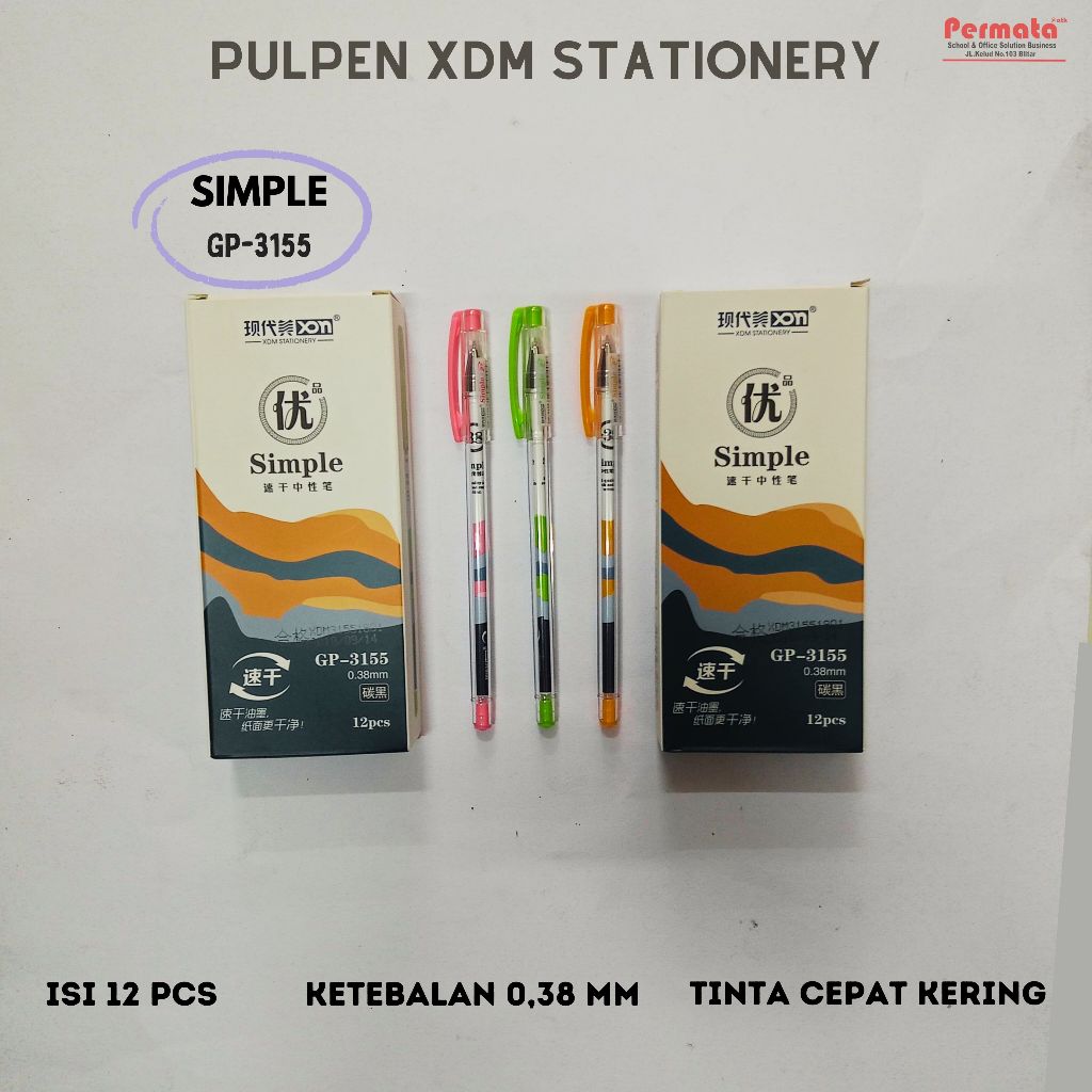 

Pulpen Bolpoin SIMPLE GP-3155 0,38MM Isi 12 Pcs Tinta Mudah Kering