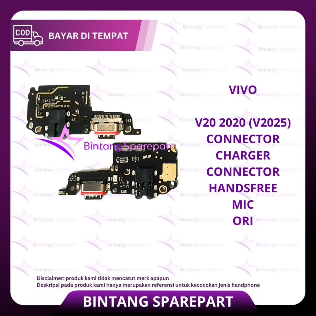 FLEXIBEL VIVO V20 2020 (V2025) + CONNECTOR CHARGER + CONNECTOR HANDSFREE + MIC ORI