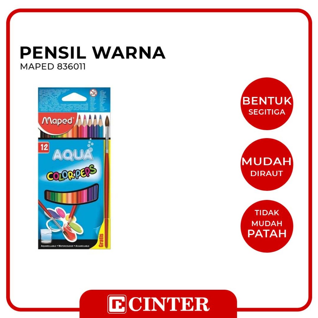 

MAPED - [FREE GIFT] WATER COLOUR PENSIL / PENSIL WARNA AQUA ISI 12 WARNA 836011 - CARDBOARD
