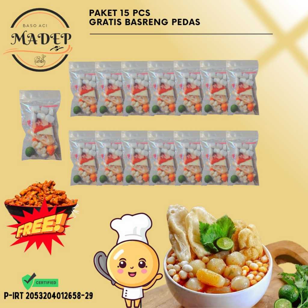 

Paket Baso Aci isi 15pcs/paket boci 15 pcs/ boci baso aci instan/Promo bakso aci paket 15 pcs/Boci Sasongko/boci asgar/boci asli garut/paket bado aci usaha/paket boci premium/baso aci/