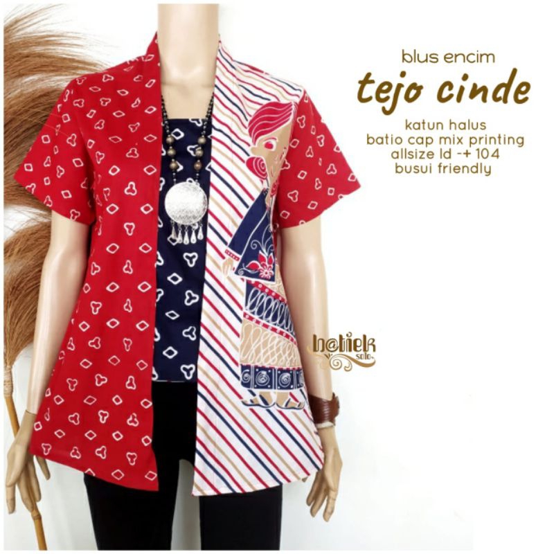 Blouse Batik Karakter Tejo Kombinasi Lengan Pendek / Blouse Batik Lengan Pendek