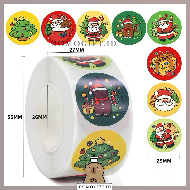 

Stiker Roll Label Untuk Tempel Di Kemasan Jualan Sticker Roll 500 Pcs Motif Merry Christmas Hallowen