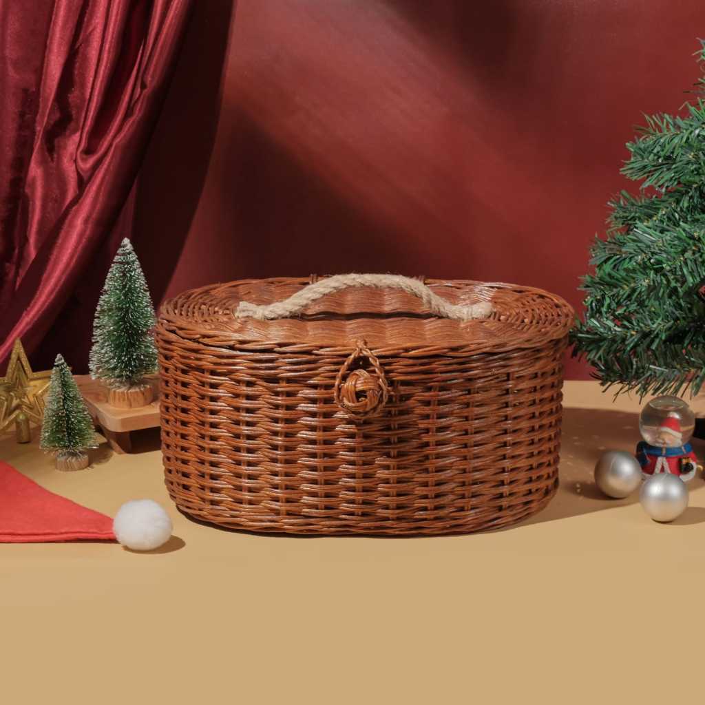 FROSTY RATTAN BAG - Kotak Rotan Packaging Hampers Natal