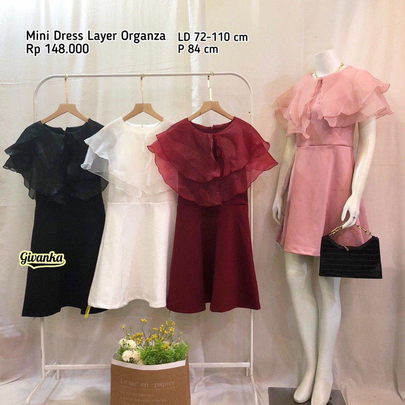 MINI DRESS LAYER ORGANZA // MINI DRESS SCUBA KOMBINASI SCUBA //
