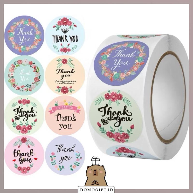 

500 Pcs 1 Roll Stiker Terima Kasih Stiker Thank You Bulat Ucapan Untuk Packing / Sticker Label Packaging Makanan