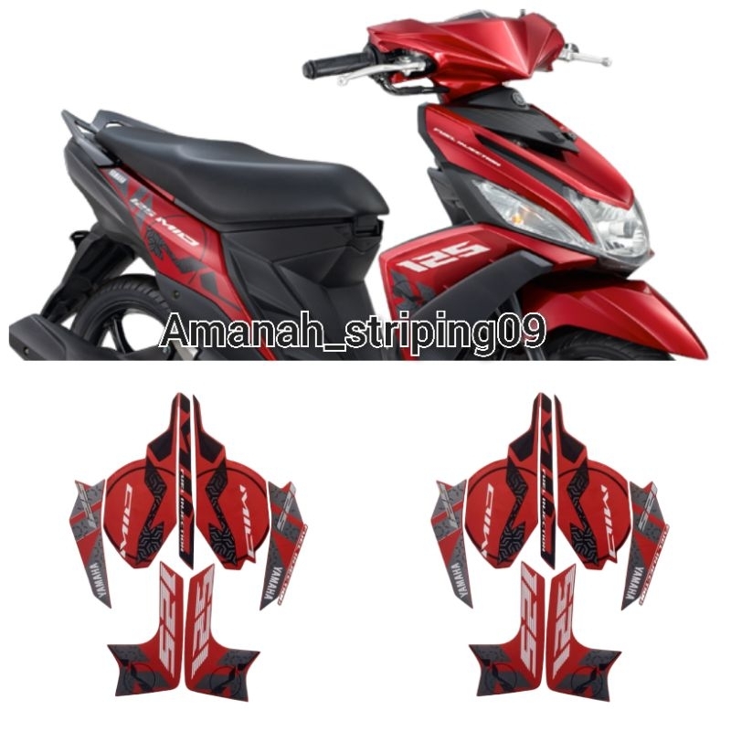 Lish lesh stiker striping standart motor YAMAHA MIO M3 2015 warna merah