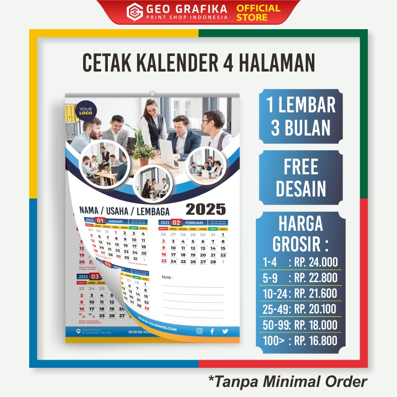 

Cetak Kalender Dinding 4 Halaman Custom Tahun 2025 - Geo Grafika