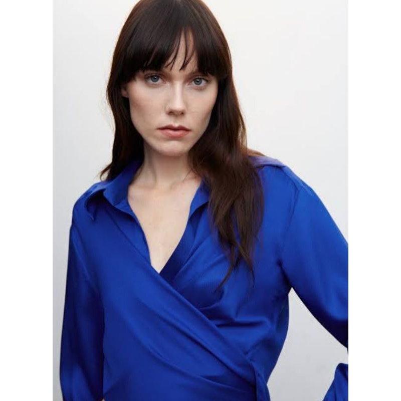 Jual KEMEJA BLOUSE BIRU TUA POLOS MERK & OTHER STORIES