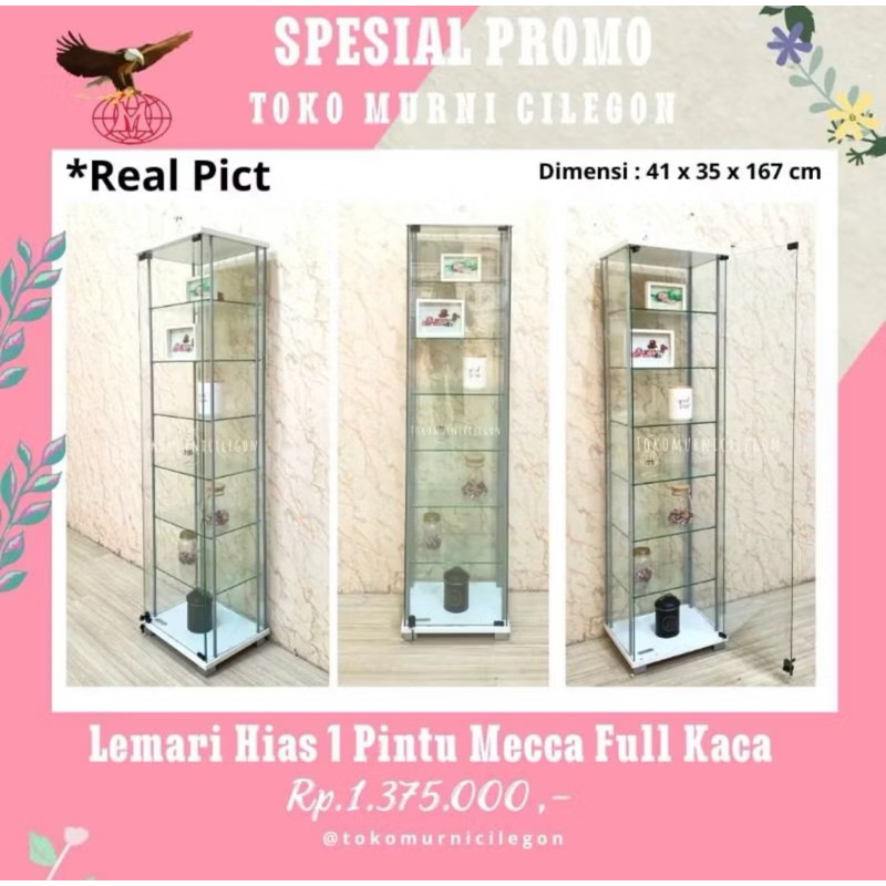 Lemari Hias 1 Pintu Full Kaca "free ongkir cilegon serang kota"