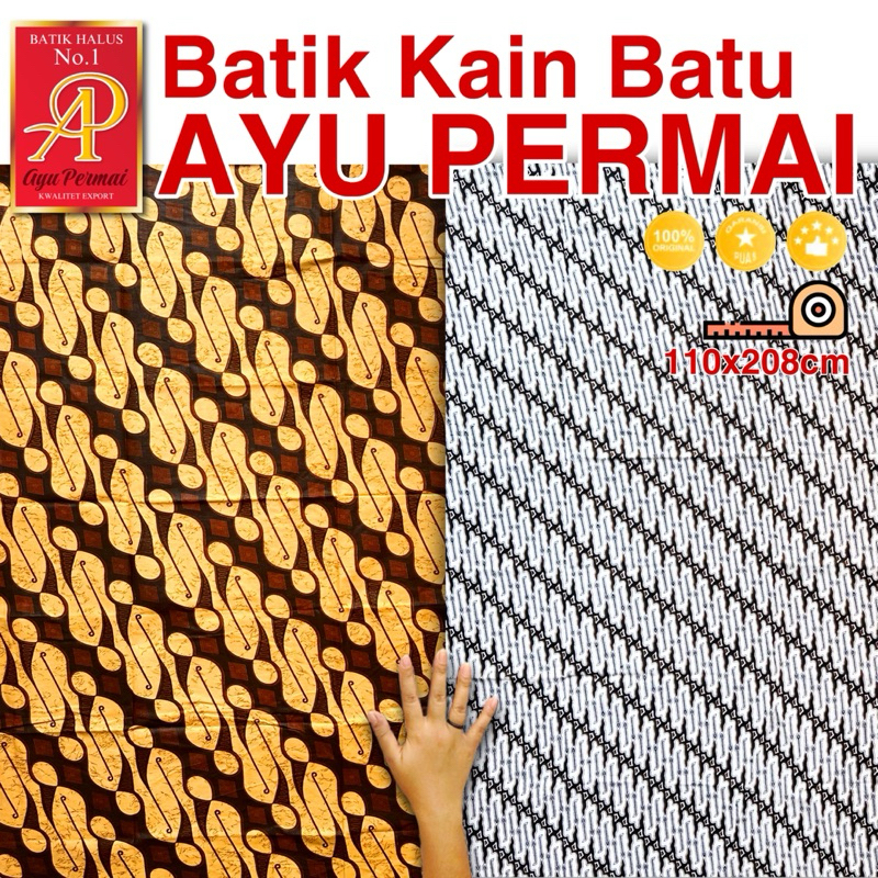 Kain Batik Ayu Permai Sogan Putih Jarik Samping Sarung Wanita Pria Motif Panjang Solo Pekalongan New