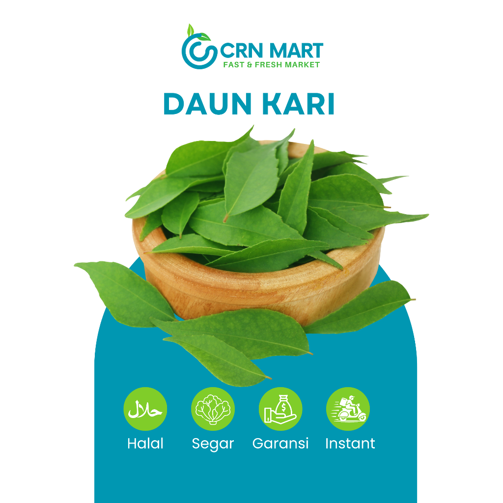

CRN MART - Daun Kari Segar/Rempah-rempah Segar/Daun Salam Koja Fresh/Daun Temuru Segar 1 Paket
