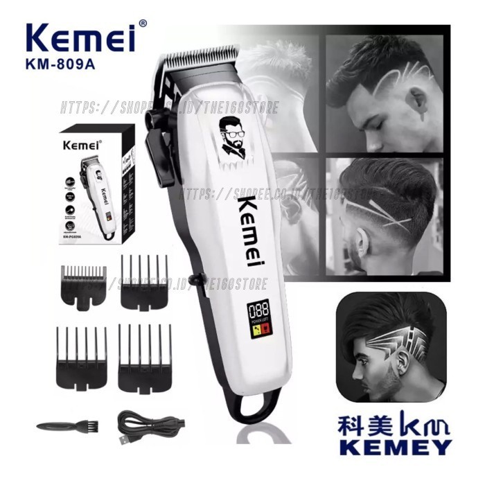 COD Alat Cukur Rambut Hair Clipper Elektrik LCD Cukuran Kemei KM PG 809 A - KM-PG809A