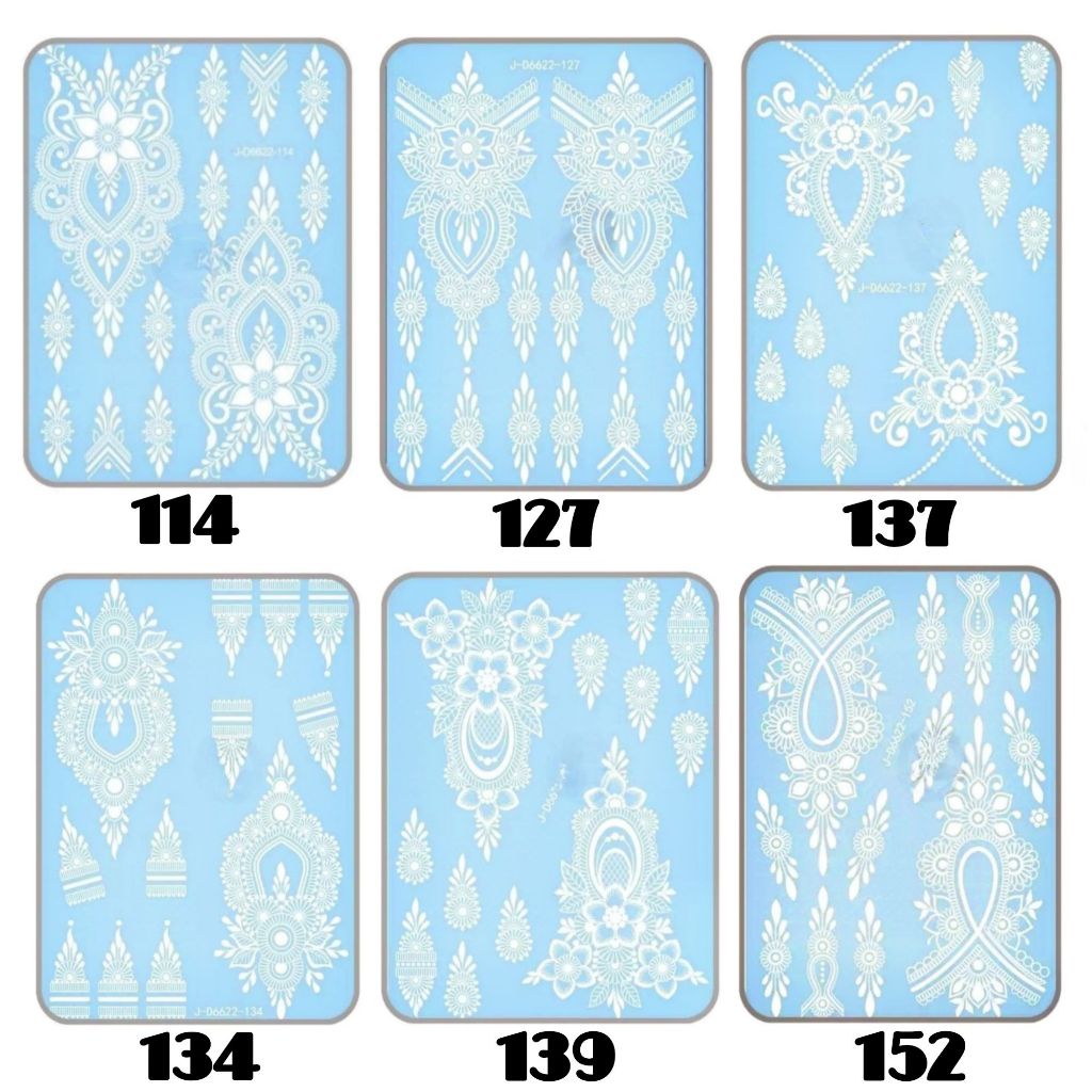 Stiker Henna Motif Bridal - White Henna Pengantin - Henna Instant