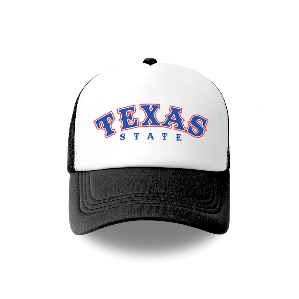 Topi Trucker Jaring Pria Trucker Universitas College Varsity Bisbol Hat Tulisan Texas State