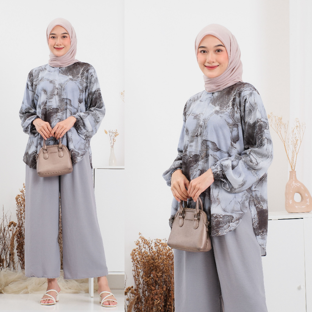 One Set Rayon Motif Setelan Wanita Rayon Mix Crinkle Airflow