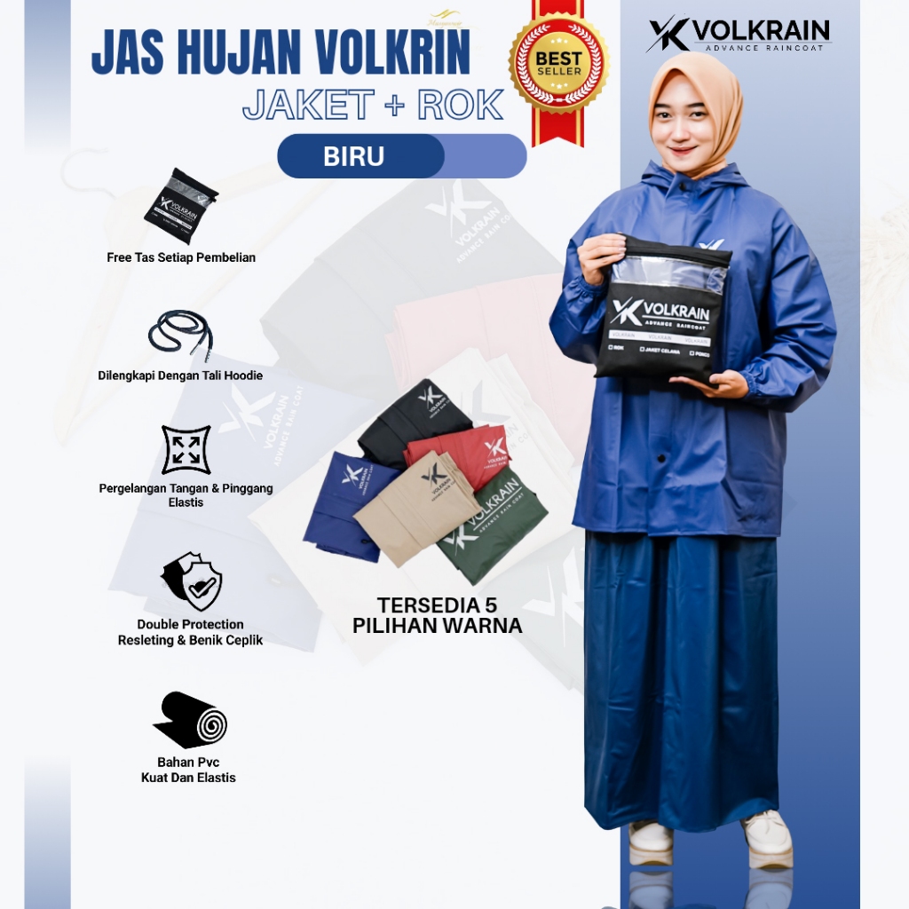 Jas Hujan Wanita Setelan Rok By Volkrain - Mantel hujan, Stelan Baju Rok Dewasa Lebar