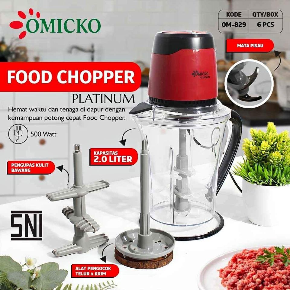 OMICKO CHOPPER / FOOD PROCESSOR OM-828 / OM 829 (PLASTIK / 2 LITER) BATAM