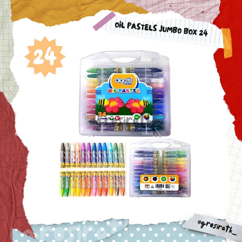 

AGATIS PRIME OIL PASTELS JUMBO HEXAGONAL SHAPE WITH TRIANGULAR TIP in PP PLASTIC BOX 24 COLORS / CRAYON