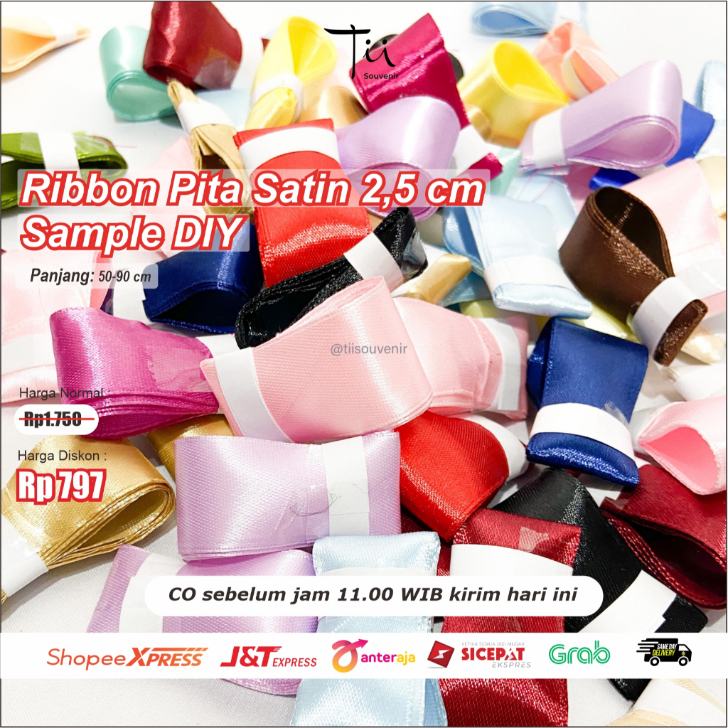 

Ribbon Pita Satin 2,5 cm Sample DIY Craft Kerajinan Kado