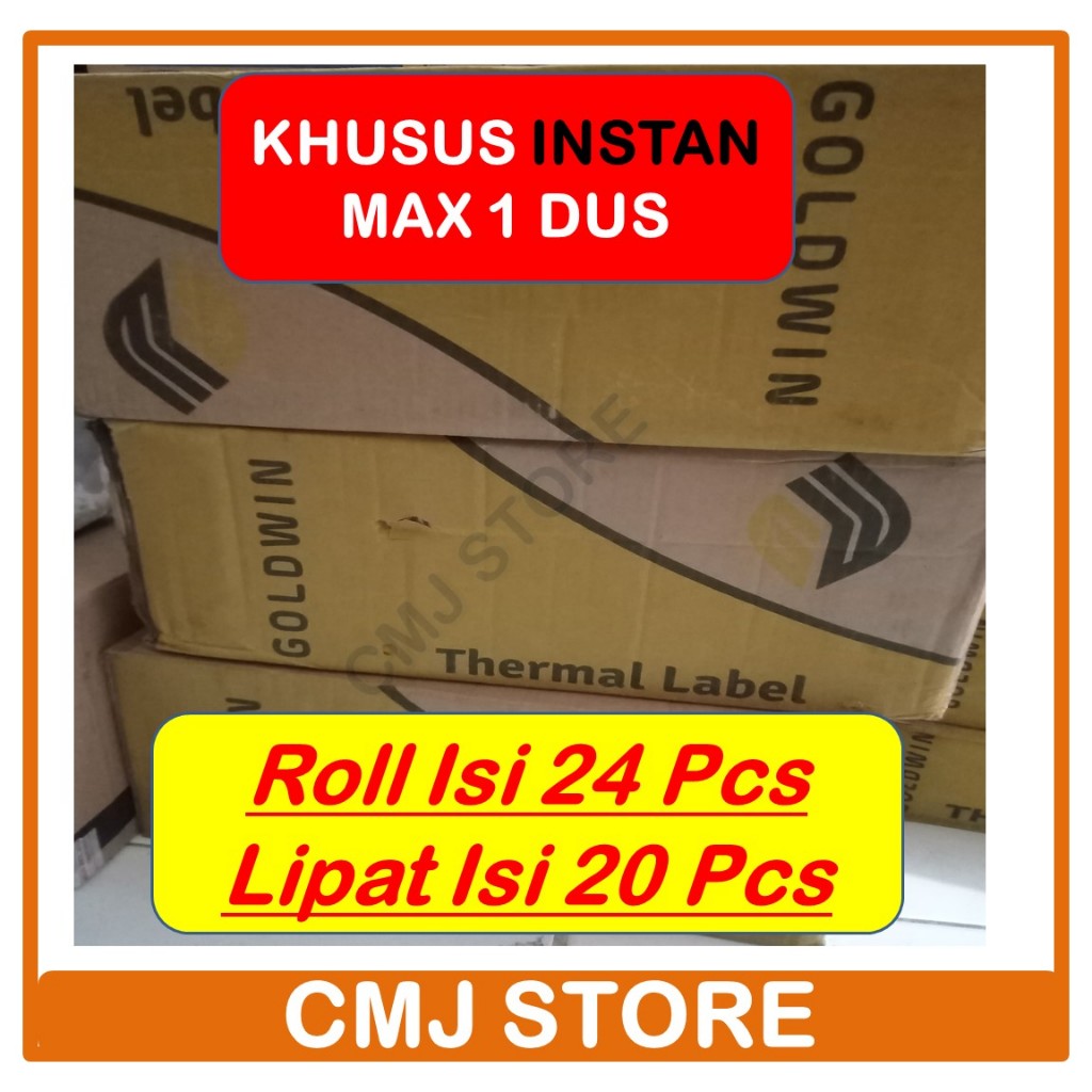 

1 Dus Kertas Label Sticker Resi Thermal 100x150 Isi 500 Roll Lipat Goldwin ASLI INSTAN ONLY