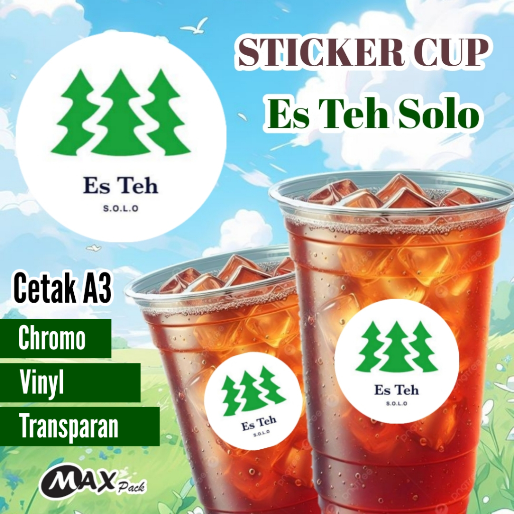 

Cetak Stiker Es Teh Solo | Sticker Vinyl & Transparan | Stiker Cup Kemasan | Label Kemasan | Sticker Custom