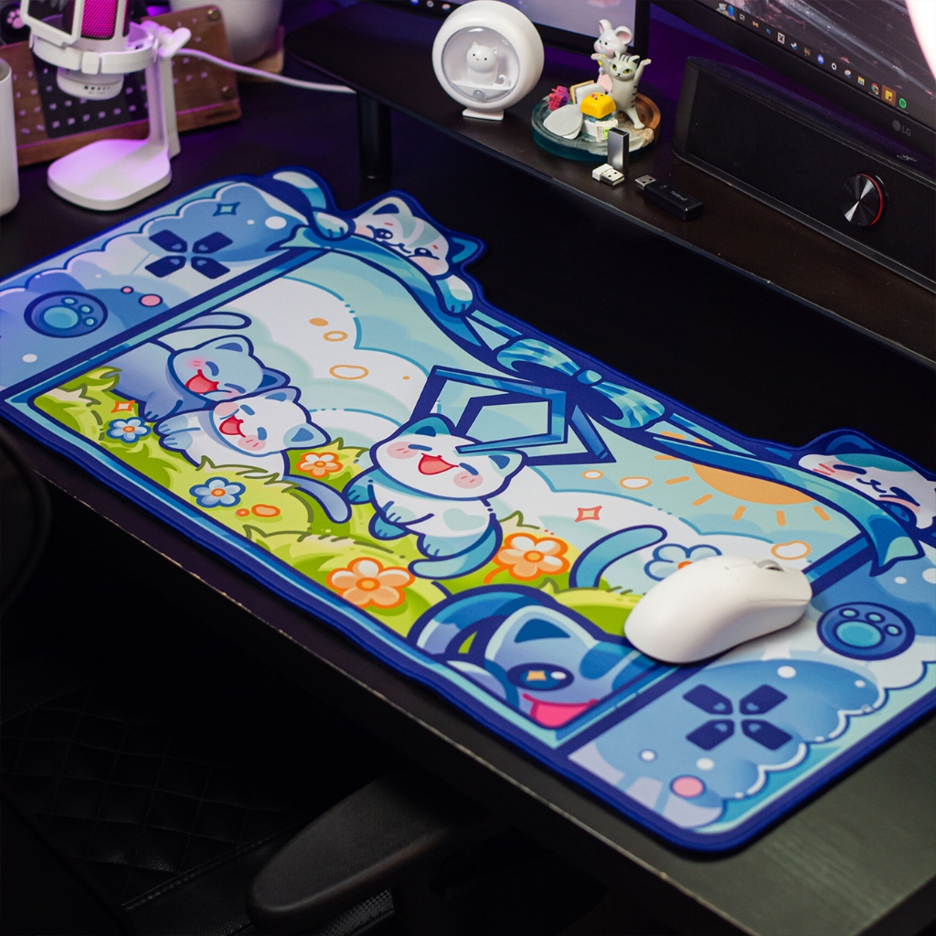 Mouse Pad CATCH A MEOW XXL MousePad Lucu Cat Kucing Waterproof By Galatix DeskMat Office Desk Mat