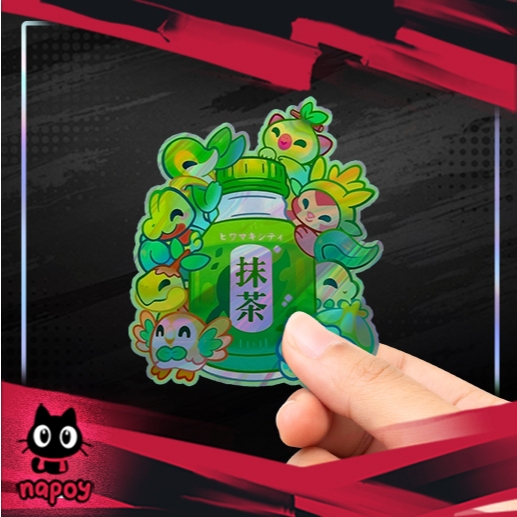

Stiker Hologram Anime Game Green Pokemon Drink