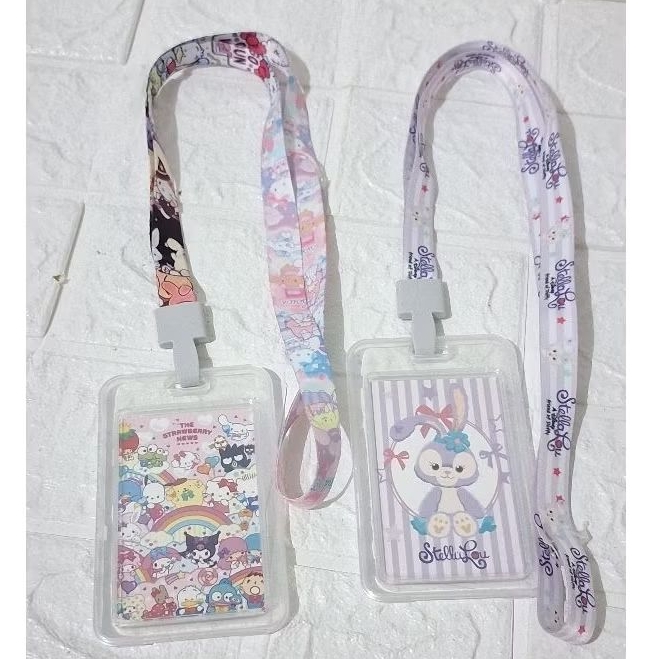 

tali tempat kartu ID card. tali panjang motif karakter sanrio, stella lou kelinci dan bts bt21 pokemon pooh. name tag