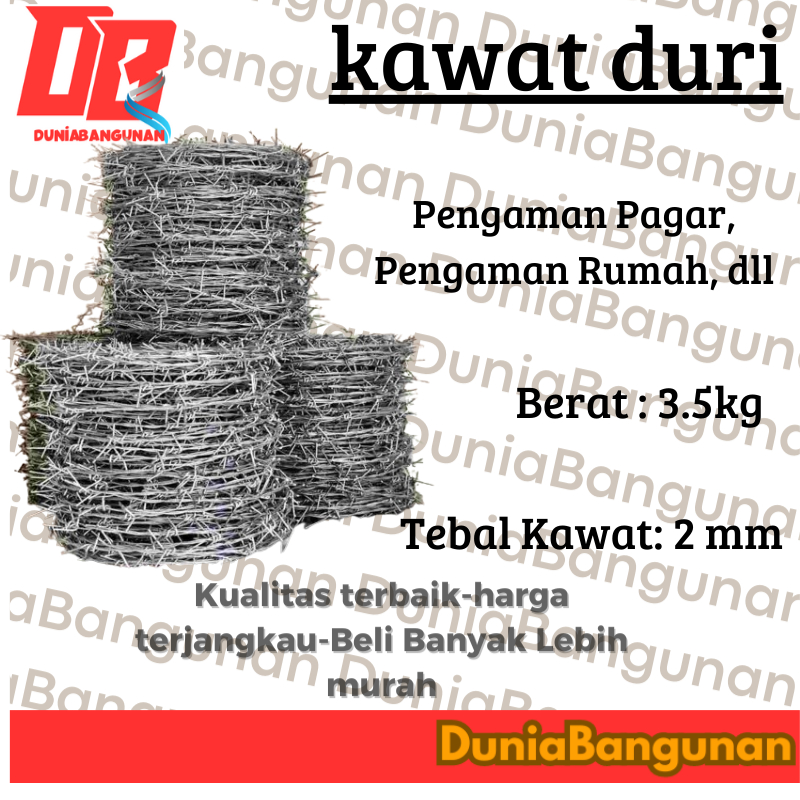 Kawat Duri Silet Galvanis Tebal 1Roll 35 Meter/Tebal 2mm/Kawat Pagar/Kawat Pengaman Pagar&rumah,DLL
