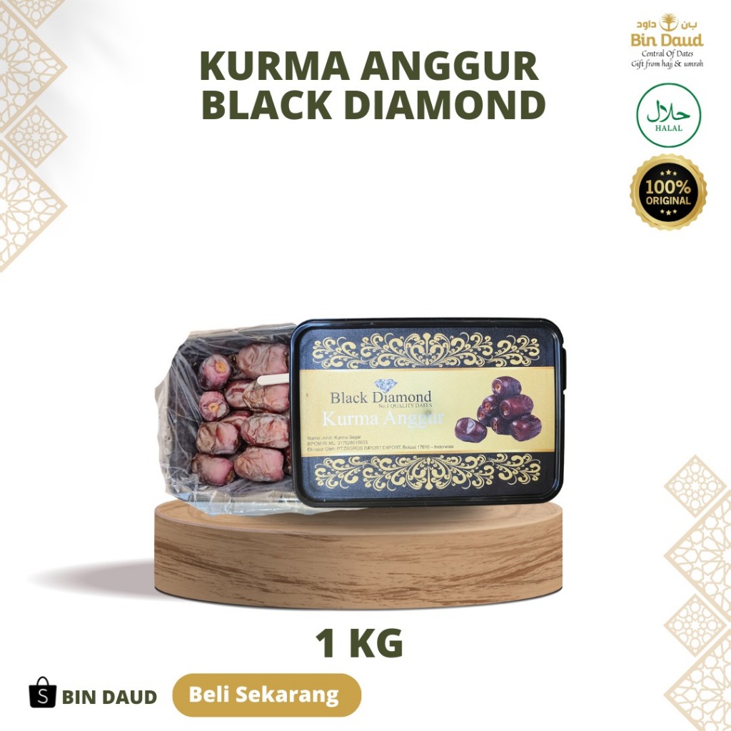 

Kurma BAM BARARI Anggur Premium Black Diamond Daging Tebal Iran Empuk MPASI Busui Nabeez Madu Mesir Bergizi