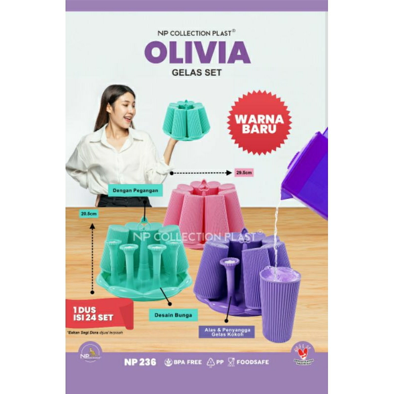 Tatakan gelas/ Tempat Gelas Set/ Rak gelas plastik/ Stand glass set/ Stand glass set olivia NP