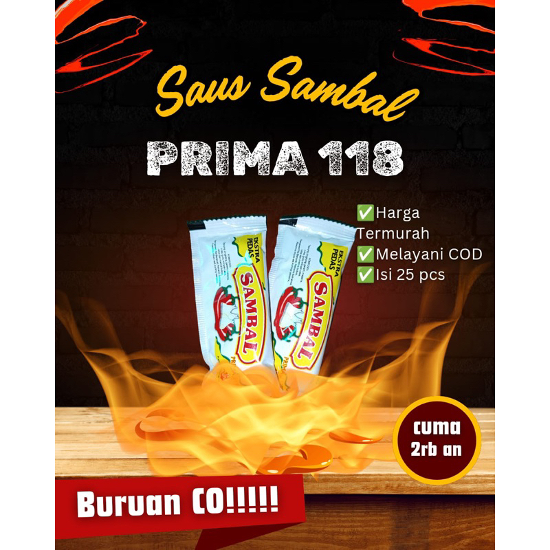 

saos sambal prima putih sachet 1 pack isi 25 pcs